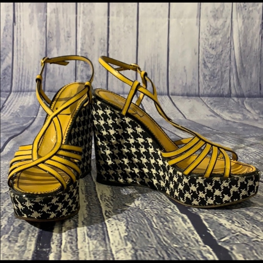 Vintage YSL Houndstooth Wedges